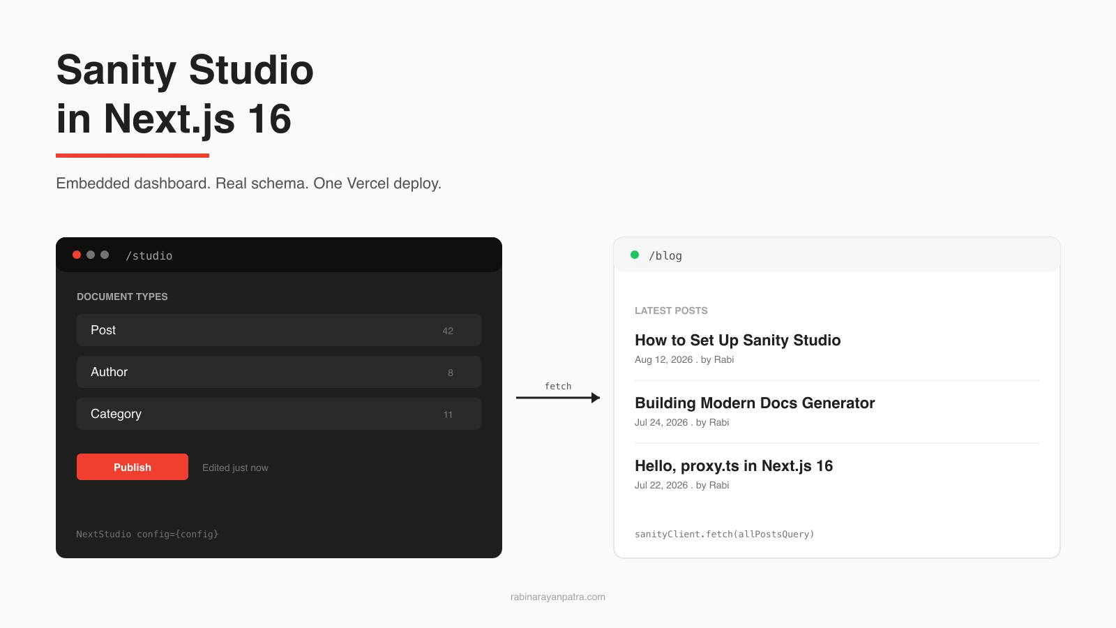 How to Set Up Sanity Studio in Next.js 16 (Embedded Dashboard)